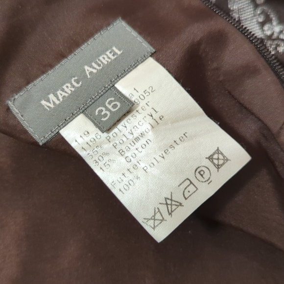 Dark brown and shiny silver Mark Aurel a-line skirt - Picture 3 of 3